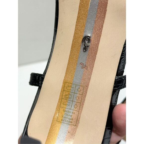 Sam Edelman Sandals Womens Size 9.5 Black Croc Embossed Faux Leather‎ Dara Heels - Picture 8 of 9